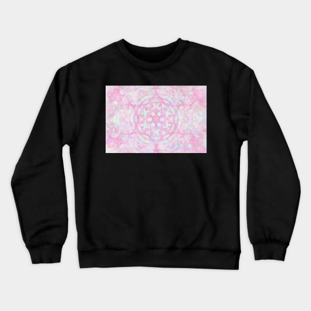 Dreamy Pink Mandala Mathematical Art Impressionist Painting Crewneck Sweatshirt by BonBonBunny